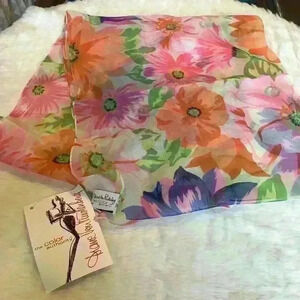Vintage Diane Von Furstenberg Bright Floral Scarf NWT new gift